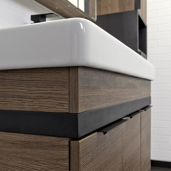 Тумба подвесная с раковиной Comforty Соло 90 см, дуб тёмно-коричневый - фото 6