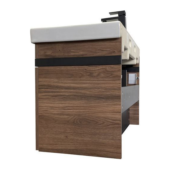 Тумба подвесная с раковиной Comforty Соло 90 см, дуб тёмно-коричневый - фото 8
