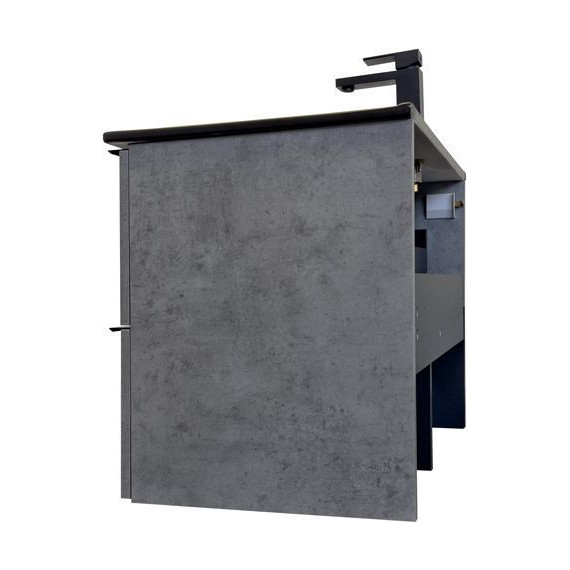 Тумба подвесная с раковиной Comforty Франкфурт 75 см (раковина 75E чёрная), бетон светлый - фото 6