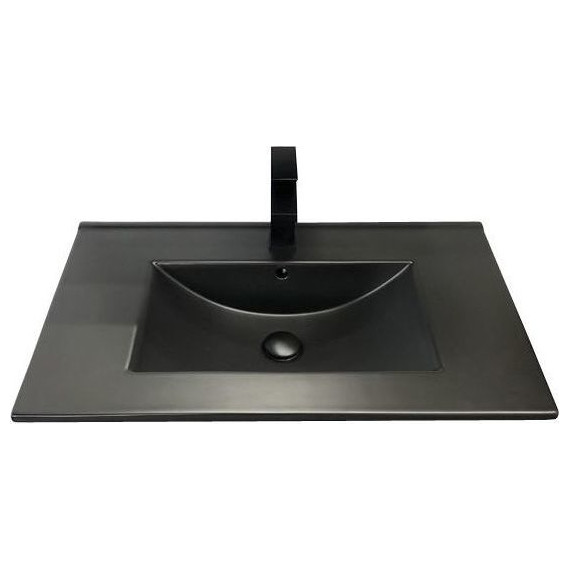 Тумба подвесная с раковиной Comforty Франкфурт 75 см (раковина 75E чёрная), бетон светлый - фото 2