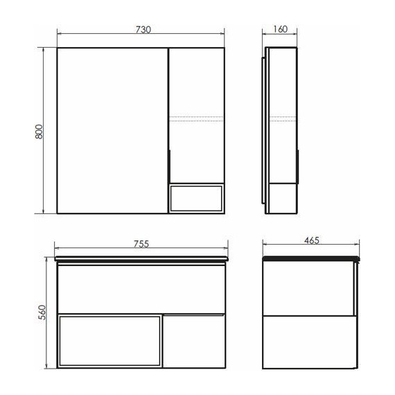 Тумба подвесная с раковиной Comforty Франкфурт 75 см (раковина 75E белая), бетон светлый - фото 8