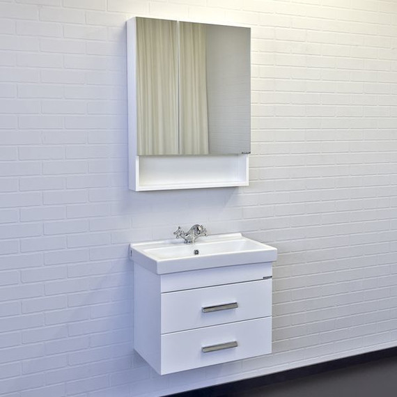 Тумба подвесная с раковиной Comforty Никосия 60П 60 см, белый глянцевый - фото, картинка 2 Тумба подвесная с раковиной Comforty Никосия 60П 60 см, белый глянцевый - фото 2