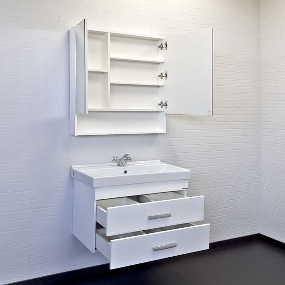 Тумба подвесная с раковиной Comforty Никосия 80П 80 см, белый глянцевый - фото 5