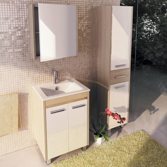 Тумба напольная с раковиной Comforty Тулуза 60D см, белый/сосна лоредо - фото 2