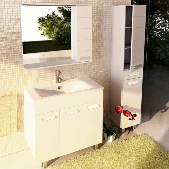 Пенал напольный Comforty Модена 35 см, белый матовый - фото 6