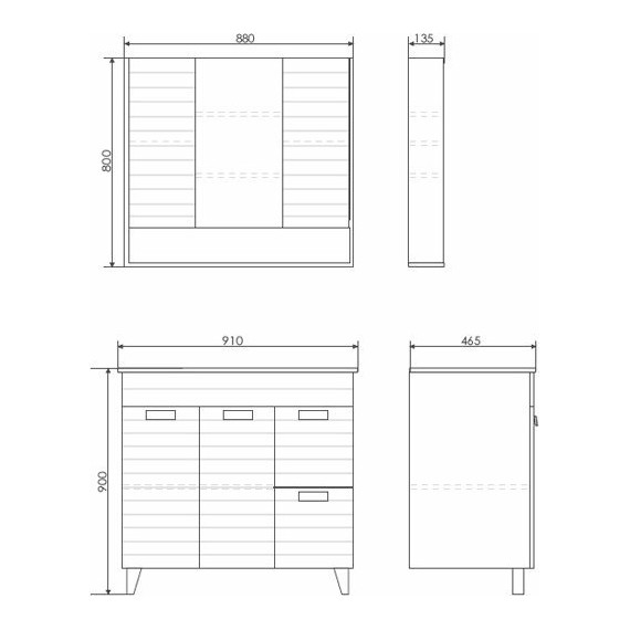 Зеркало-шкаф Comforty Клеон 90 см, белый/дуб дымчатый - фото 5