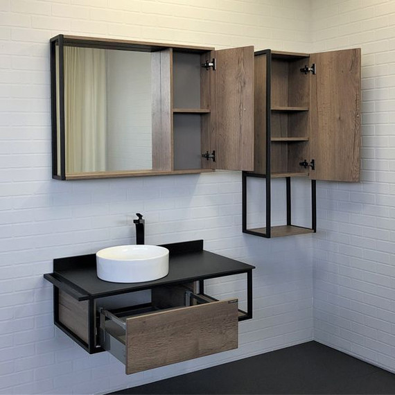 Зеркало-шкаф Comforty Лиссабон 90 см, дуб тёмный - фото 6