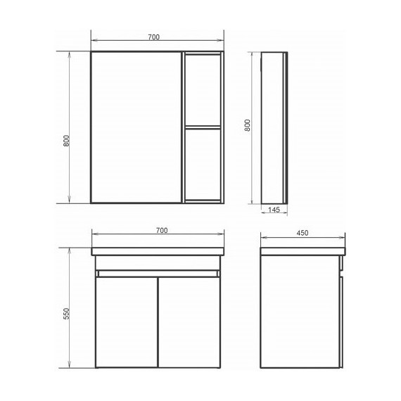 Зеркало-шкаф Comforty Осло 70 см, бетон светлый - фото 5
