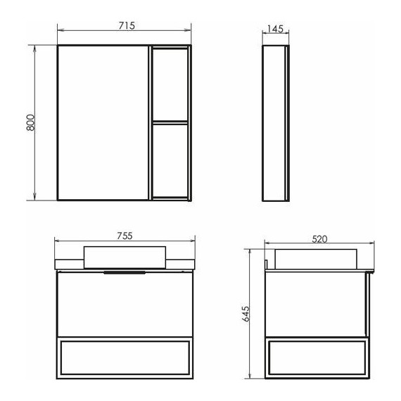 Зеркало-шкаф Comforty Порто 75 см, дуб дымчатый - фото 5