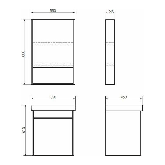 Зеркало-шкаф Comforty Вена 55 см, дуб дымчатый - фото 7
