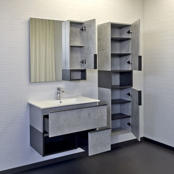 Зеркало-шкаф Comforty Франкфурт 75 см, бетон светлый - фото 4