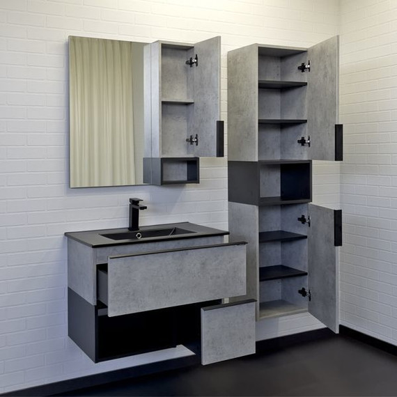 Зеркало-шкаф Comforty Франкфурт 75 см, бетон светлый - фото 5