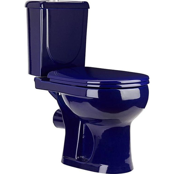 Унитаз-компакт Оскольская керамика Ирида Стандарт (горизонтальный выпуск) с полипропиленовой крышкой 40355130402, синий, Цвет производителя: синий - фото 2