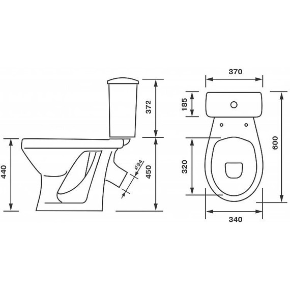 Унитаз-компакт Оскольская керамика Персона Комфорт (косой выпуск) с полипропиленовой крышкой 42301120006 для людей с ограниченными возможностями - фото 3