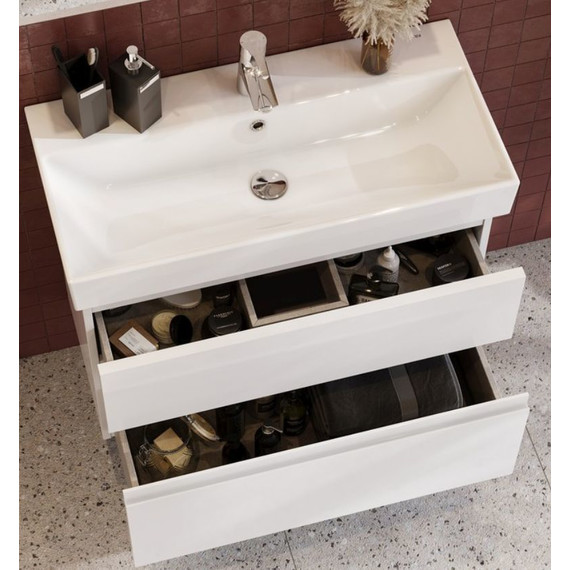 Тумба подвесная с раковиной Roca Oleta 80 см A857640501, белый матовый - фото 5