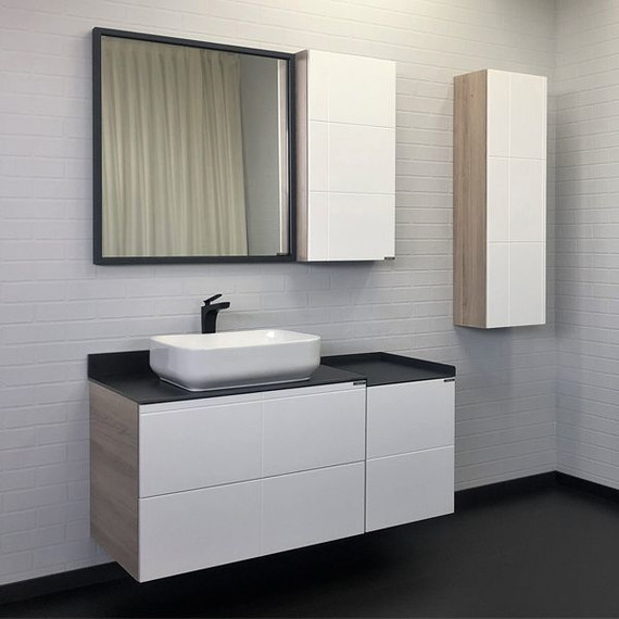 Пенал подвесной Comforty Таллин 40 см, белый матовый/дуб натуральный - фото 3