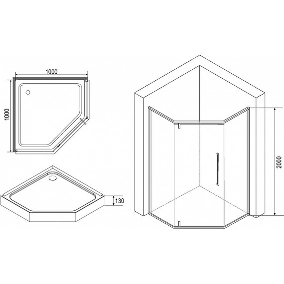 Душевое ограждение Loranto CS-816S B 100x100 см, сатин/прозрачное - фото 5