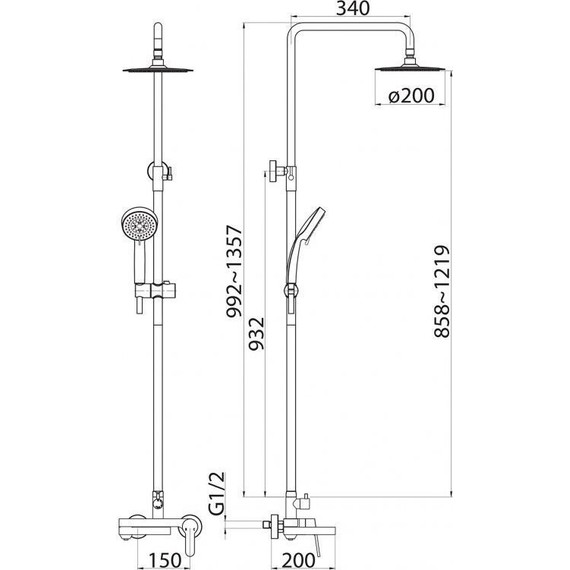 Душевая стойка BelBagno Delta DEL-VSCM-BORO, брашированное золото - фото 2