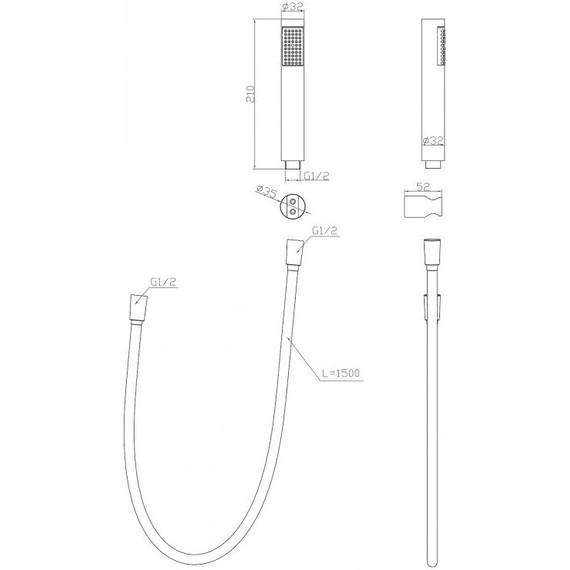 Душевой гарнитур BelBagno UNO-DFS-ORO, золото - фото 2