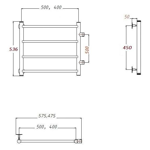 Полотенцесушитель водяной Тругор Аспект ПМ1 с боковым подводом П4 500х600 мм (м/о 500 мм) 00-00017324 - фото 4
