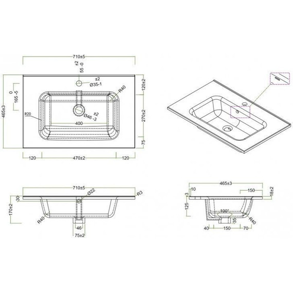 Тумба подвесная с раковиной BelBagno ETNA-H60-700-2C-SO-RN-P 70 см, Rovere Nature, Цвет фасада: Rovere Nature - фото 4
