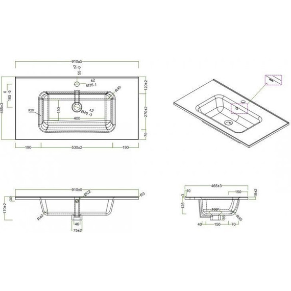 Тумба подвесная с раковиной BelBagno ETNA-H60-900-2C-SO-RN-P 90 см, Rovere Nature, Цвет фасада: Rovere Nature - фото 4