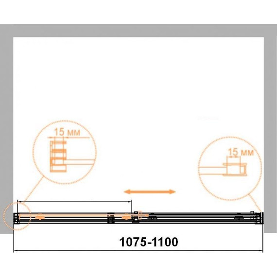 Душевая дверь Cezares 110 см DUET SOFT-M-BF-1-110-C-Cr (стекло 8 мм) хром/прозрачное - фото 2