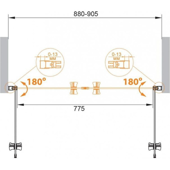 Душевая дверь Cezares 90 см ECO-O-B-2-90-P-Cr, хром/матовое - фото 5