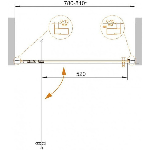 Душевая дверь Cezares 80 см ECO-O-BA-1-80-P-Cr, хром/матовое - фото 6
