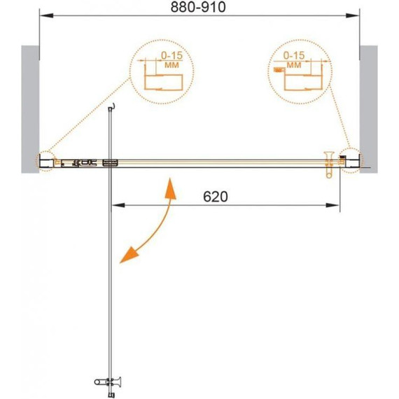 Душевая дверь Cezares 90 см ECO-O-BA-1-90-C-Cr, хром/прозрачное - фото 4