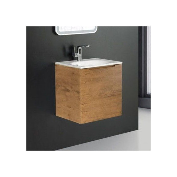 Тумба подвесная с раковиной BelBagno ETNA-500-1A-SO-RN-P-R 50 см, Rovere Nature, Цвет фасада: Rovere Nature - фото 