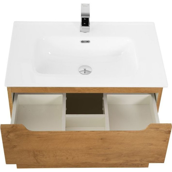 Тумба подвесная с раковиной BelBagno ETNA-H60-700-2C-SO-RN-P 70 см, Rovere Nature, Цвет фасада: Rovere Nature - фото 2