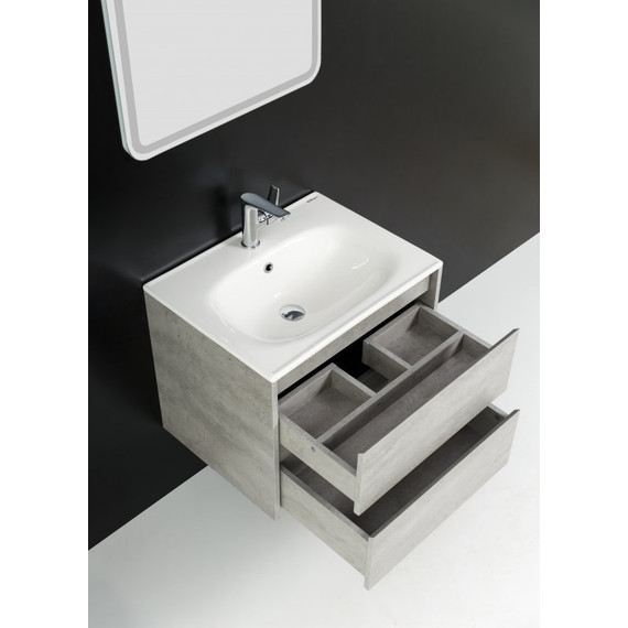 Тумба подвесная с раковиной BelBagno KRAFT-700-2C-SO-CG 70 см, Cemento Grigio - фото, картинка 3 Тумба подвесная с раковиной BelBagno KRAFT-700-2C-SO-CG 70 см, Cemento Grigio - фото 3