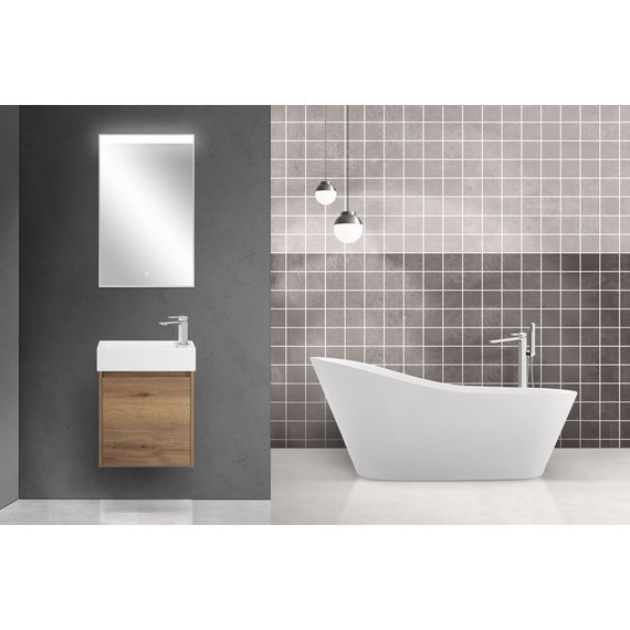 Тумба подвесная с раковиной BelBagno KRAFT MINI-500/260-1A-SO-RT-L 50 см, Rovere Tabacco - фото 2