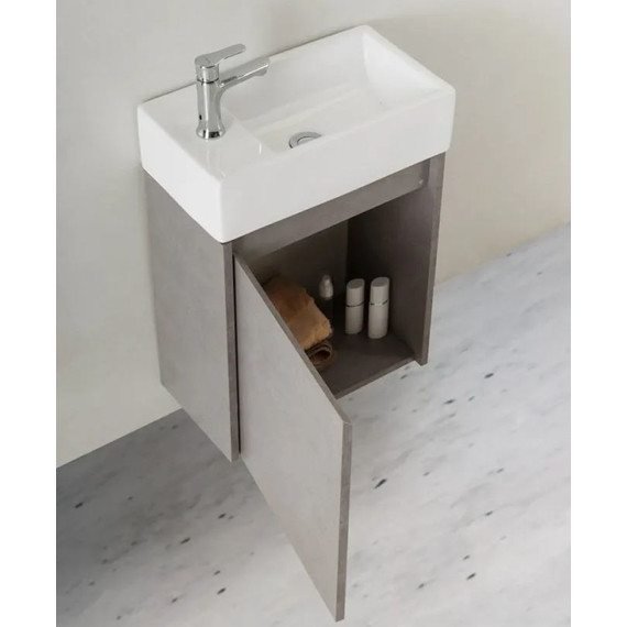 Тумба подвесная с раковиной BelBagno KRAFT MINI-500/260-1A-SO-CG-L 50 см, Cemento Grigio - фото 