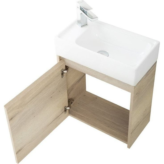 Тумба подвесная с раковиной BelBagno KRAFT MINI-500/260-1A-SO-RGB-L 50 см, Rovere Galifax Bianco - фото 2