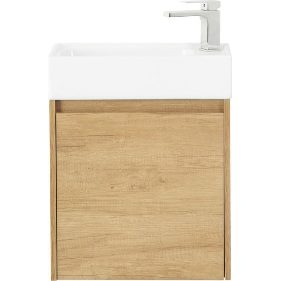 Тумба подвесная с раковиной BelBagno KRAFT MINI-500/260-1A-SO-RNN-L 50 см, Rovere Nebrasca Nature - фото 