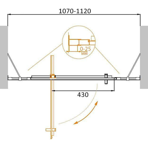 Душевая дверь Cezares 110 см MOLVENO-BA-12-70+40-C-Cr-IV, хром/прозрачное - фото 2