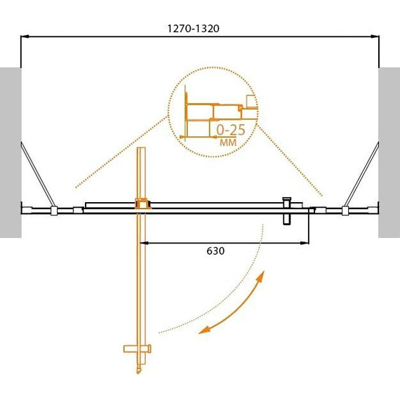 Душевая дверь Cezares 130 см MOLVENO-BA-12-90+40-C-Cr-IV, хром/прозрачное - фото 2
