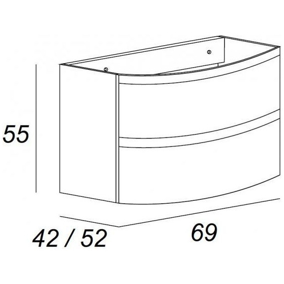 Тумба подвесная с раковиной Cezares Vague 70 см 44220, Bianco Lucido - фото 5