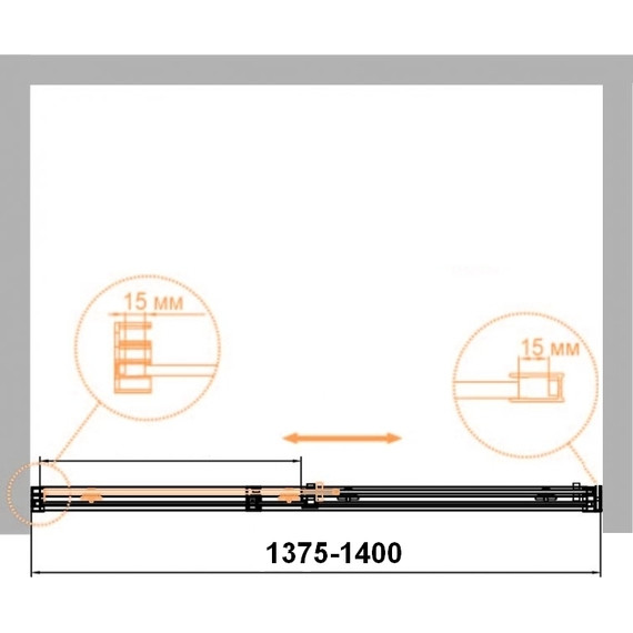 Душевая дверь Cezares 140 см DUET SOFT-M-BF-1-140-C-Cr (стекло 8 мм) хром/прозрачное - фото 2