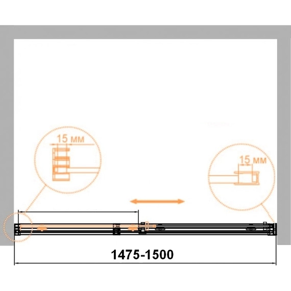 Душевая дверь Cezares 150 см DUET SOFT-M-BF-1-150-C-Cr (стекло 8 мм) хром/прозрачное - фото 2