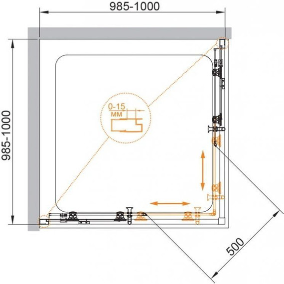 Душевое ограждение Cezares 100х100 см ECO-O-A-2-100-C-NERO, черный/прозрачное - фото 2