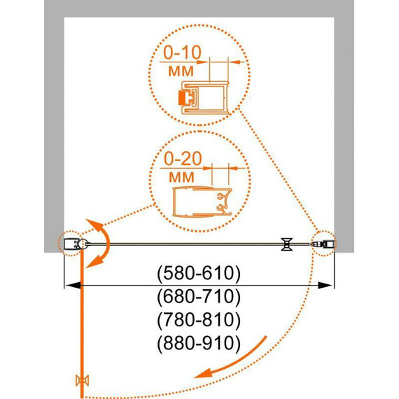 Душевая дверь Cezares 90 см ELENA-W-B-1-90-P-Cr-L, хром/матовое - фото 5