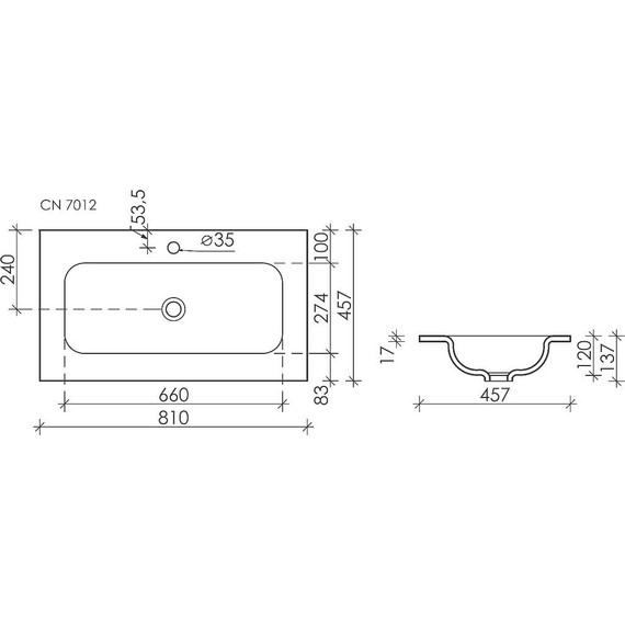 Раковина врезная на столешницу Ceramicanova Element 81 см CN7012 - фото 2