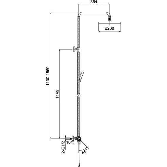 Душевая стойка с термостатом Gappo G2495-79, оружейная сталь, Цвет производителя: оружейная сталь - фото 2