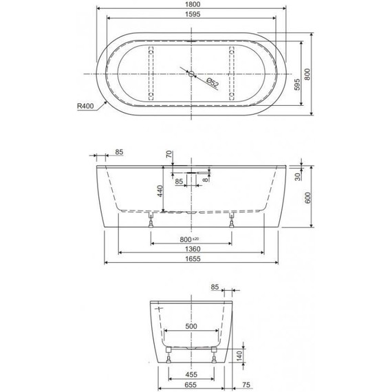 Ванна отдельностоящая Cezares Slim Central 180x80 см Slim Central-180-80-60-W37-SET - фото, картинка 3 Ванна отдельностоящая Cezares Slim Central 180x80 см Slim Central-180-80-60-W37-SET - фото 3