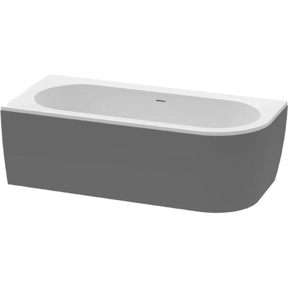 Ванна акриловая Cezares Slim Corner 179x79 см Slim Corner-180-80-60-L-NERO-SET, белый/черный матовый - фото 