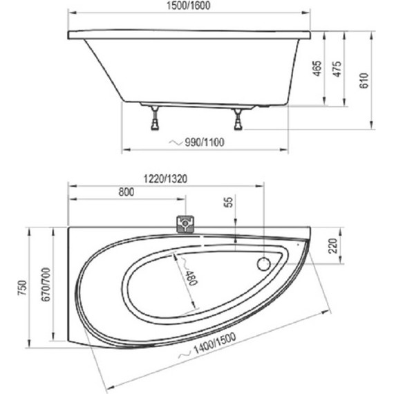 Ванна акриловая Ravak Avocado 160х75 см CQ01000000 L, Размер - мм: 1600х750 - фото, картинка 7 Ванна акриловая Ravak Avocado 160х75 см CQ01000000 L, Размер - мм: 1600х750 - фото 7