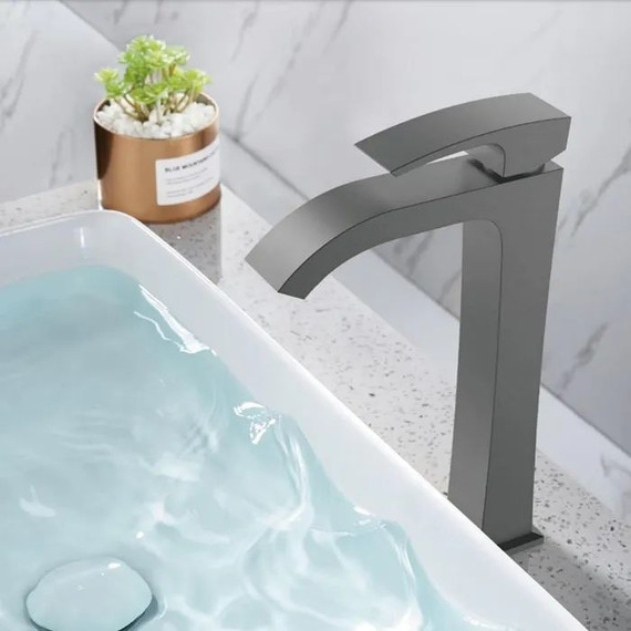 Смеситель для раковины высокий Gappo G1007-89, оружейная сталь - фото 7